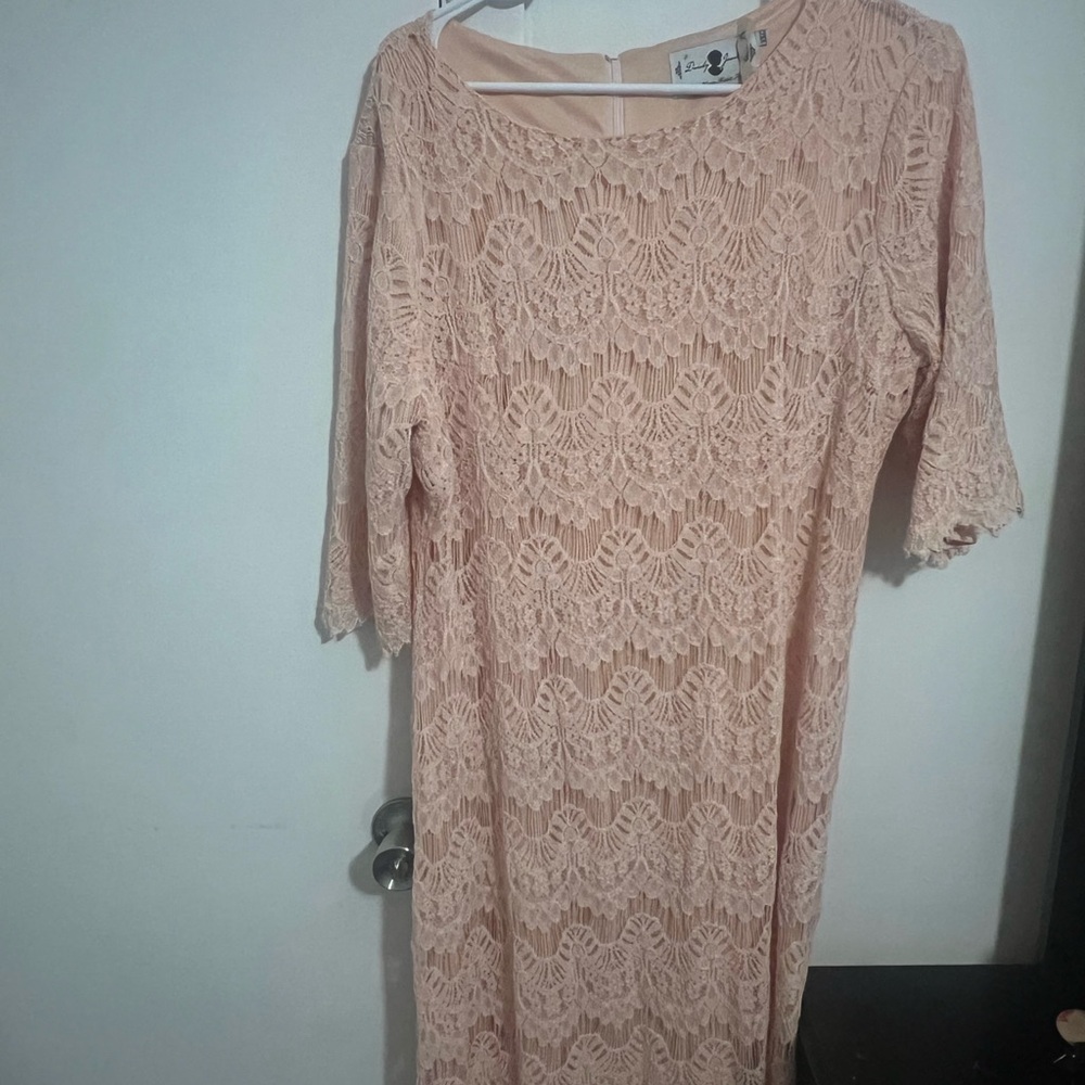 Dainty Jewells Blush Lace Long Sleeve Dress